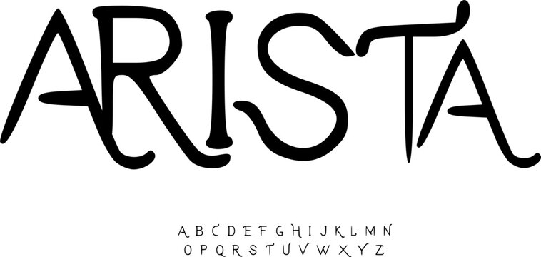 Arista Bold Artistic Font, Unique Calligraphic Alphabet Set, Versatile Display Typeface for High-End Apparel, Beauty Product Packaging, Floral Shop Branding, and Sophisticated Visual Arts