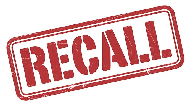 A red rubber stamp with the word recall printed in bold uppercase letters