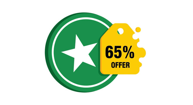 High percentage discount promotional badge silhouette vector illustration representing limited time special offer seasonal campaign retail marketing and strong price reduction concept designed in bold