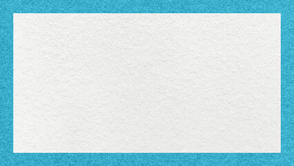 Fototapeta premium Textured white paper background with turquoise border. Cardboard with frame and copy space for banner, presentation