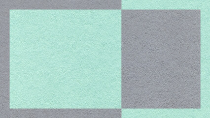 Fototapeta premium Textured gray light mint paper background with outer frame and geometric panel. Template for presentation with copy space