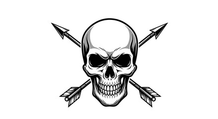 Black and White Skull with Arrows.