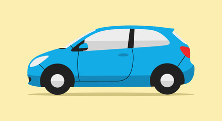 Blue Car Side View Illustration 1.