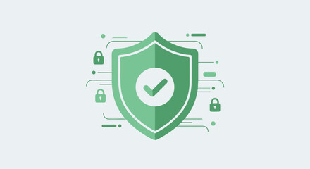 Green Shield Security Protection Icon Graphic.