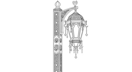 Ornate Vintage Lantern on Decorative Pole.