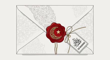 Envelope with Red Wax Seal Stamp.