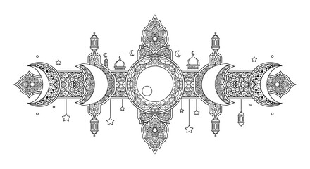 Intricate Islamic Pattern with Crescent Moons.