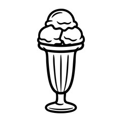 Dibujo sencillo con líneas de una copa de cristal con 3 bolas de helado © teracreonte