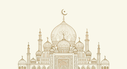 Detailed Illustration of Mosque Architecture.