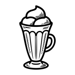 Dibujo sencillo con líneas de una copa de cristal con 3 bolas de helado © teracreonte