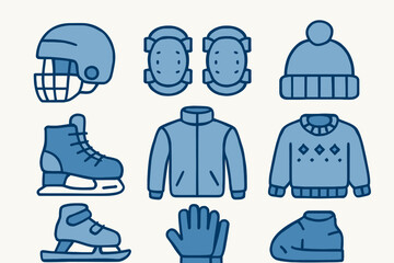 Ice Skating Gear and Apparel Illustration for Winter Sports.
