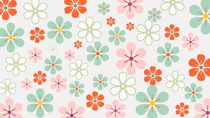 floral pattern with pink, orange, and green flowers