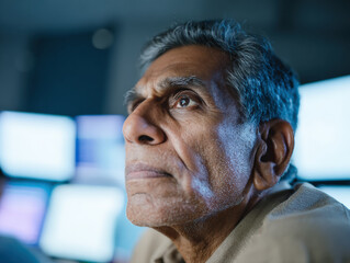 Focused Elderly Man