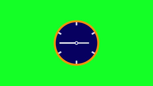 Colorful Analog Clock Showing Midnight animation on green Background.
