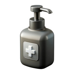 Obraz premium 3d rendered hand sanitizer bottle with medical cross icon isolated on transparent background