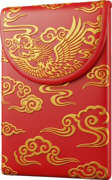 Red Envelope with Phoenix Gold Pattern