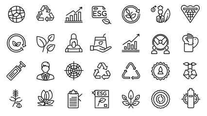 Collection of Vector Icon Sheet Representing Sustainability and Eco-Friendly Concepts in Modern Lifestyle © Icon Master PNG