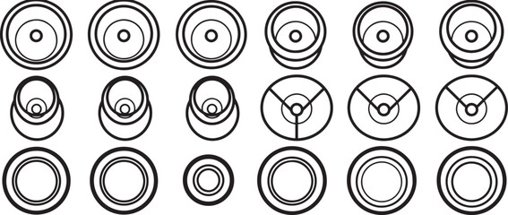 Circular patterns with concentric shapes. Demonstrating the beauty of minimalistic design. A collection of meticulously crafted, symmetrical circular patterns.