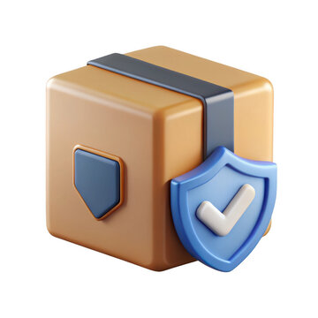 3d rendered secure package icon isolated on transparent background