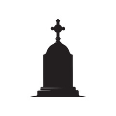Gravestone silhouette vector art on white background.