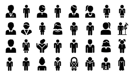 Vector Icon Sheet Featuring Diverse People and Professions in Various Occupations