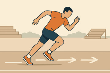 Man sprinting with focused determination on a marked track.