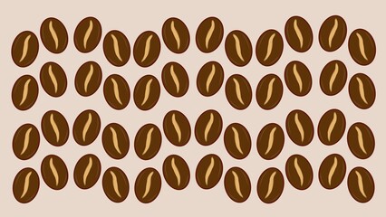 Obraz premium Coffee bean vector pattern and icon set. Minimalist brown roasted seed illustration