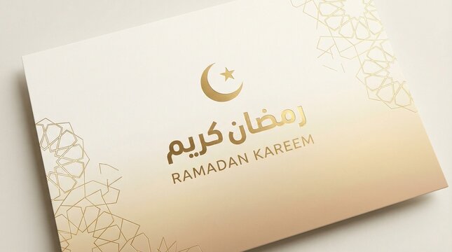 Luxury Ramadan Kareem Greeting Card with Ornate Golden Islamic Patterns