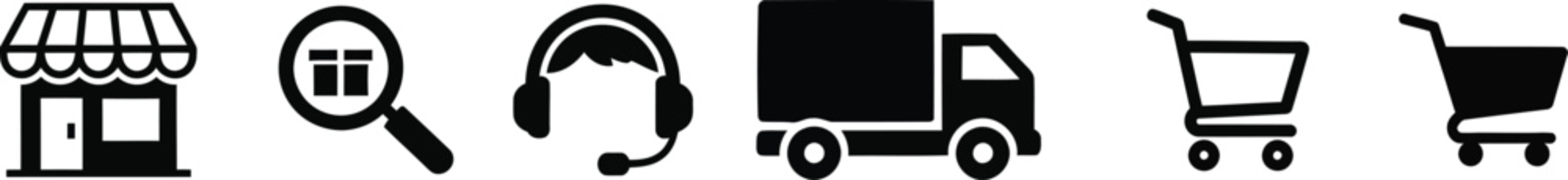 Black and white pixelated icons of various objects