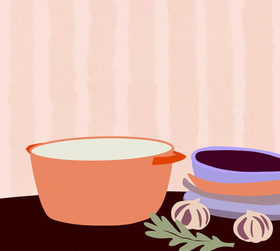 Kitchen still life nutritious home cooking