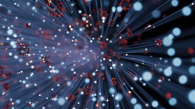Exploding Virus Particles - Dynamic 3D Render Illustrating Rapid Viral Spread, Infection Outbreak, and Medical Research Concepts