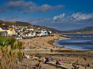 Lyme Regis Seafront on a Sunny Winter Day, Dorset, England, UK
