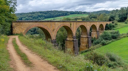 Fototapeta premium Old stone railway bridge over valley