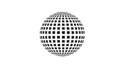 Abstract Digital Sphere Composed of Black Squares, Modern Geometric Technology Design