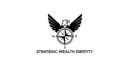 Fototapeta premium Eagle and Compass Logo for Strategic Wealth Identity and Financial Guidance