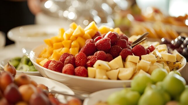 Fresh Fruit Platter with Raspberries Mango and Grapes