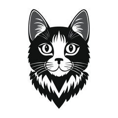 Obraz premium A cute black feline silhouette and vector illustration of a cat with a heart symbol represents a funny cartoon pet design and a domestic kitty drawing showing love for an animal