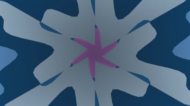 Abstract purple star surrounded by grey shapes on blue background illustration view