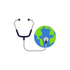 Medical stethoscope with Earth globe for global health and world medicine