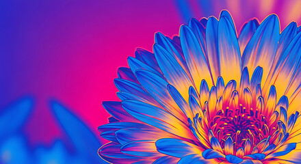 Obraz premium A vibrant and colorful closeup of a flower with blue and yellow petals