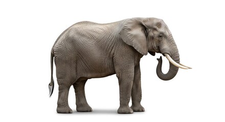 Obraz premium Standing Elephant Isolated on White Background