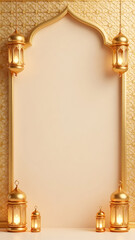 Golden Islamic Archway with Lanterns