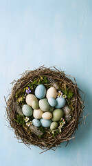 Fototapeta premium Easter nest with eggs