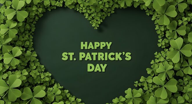 Happy st patrick's day green shamrock heart background