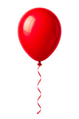 a vibrant red balloon with a curling red ribbon floats against a clean transparent background, symbolizing celebration and joy for parties and events. © Loi