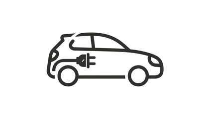 Obraz premium Vector illustration of an electric car with a plug-in charging symbol