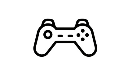A minimalistic black outline of a video game controller on a white background