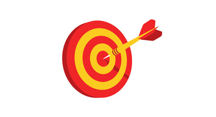 Dartboard with Dart at Center - Target Achieved Concept