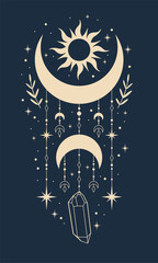 Vector magical  illustration. Abstract mystic sign. For you design, tattoo or magic craft.