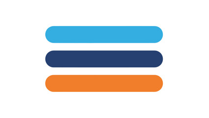 Obraz premium Three horizontal rounded rectangles in blue, navy, and orange against white